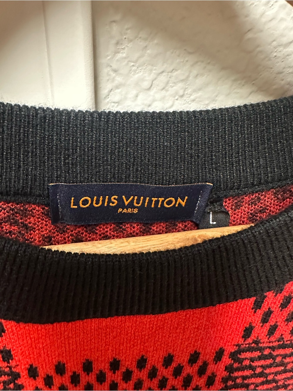 Louis Vuitton Red and Black Checkerboard Crewneck Sweater - Picture 3 of 4